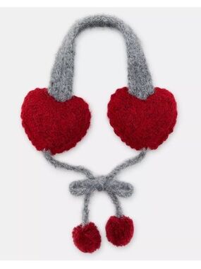 NWT Zara Woman Accessories KNITTED HEART POMPOM EARMUFFS